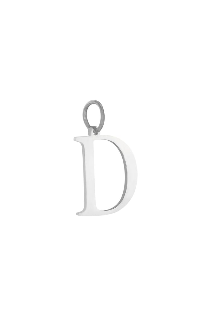 Charm D Silver Color Stainless Steel 