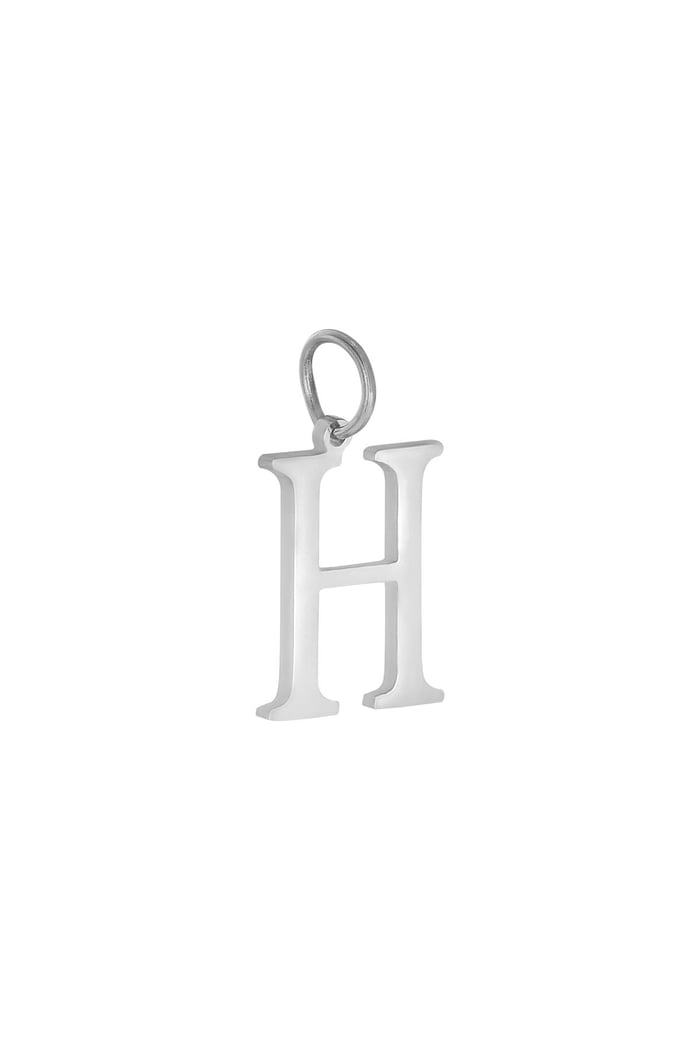 Charm H Silver Color Stainless Steel 