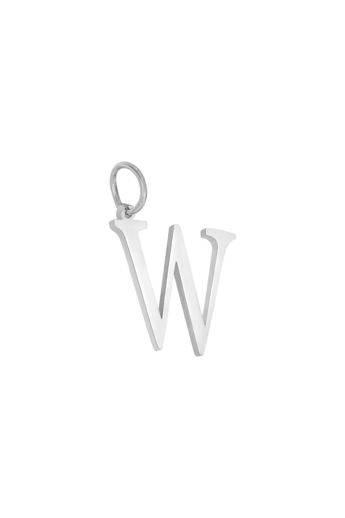 Charm W Silver Color Stainless Steel 