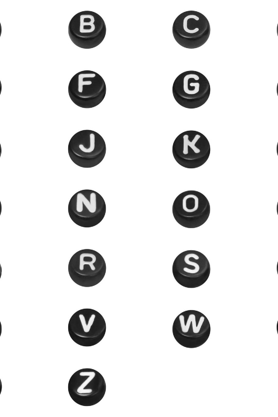 DIY Flat Beads Letter A - 7MM Negro Plástico Imagen2