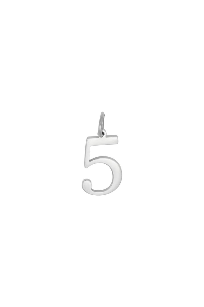 DIY Charm Digits Silver Color - 5 Stainless Steel 