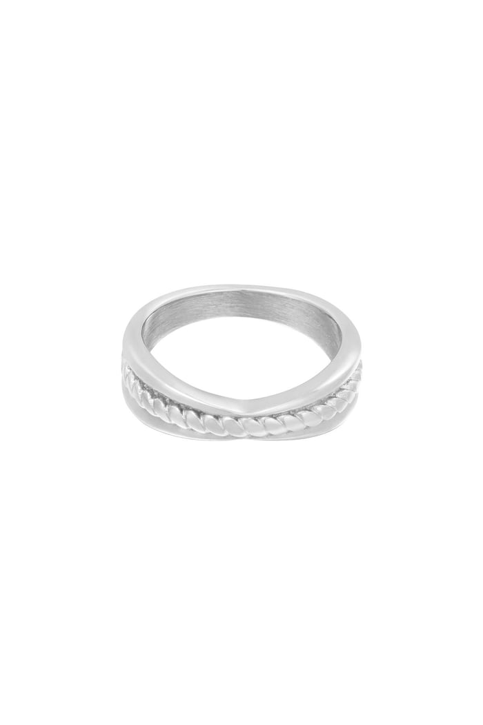 Ring Intertwine Silver Color Stainless Steel 16 