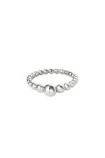 Silberfarbe / 16 / Ring Steel Pearls Silber Edelstahl 16 