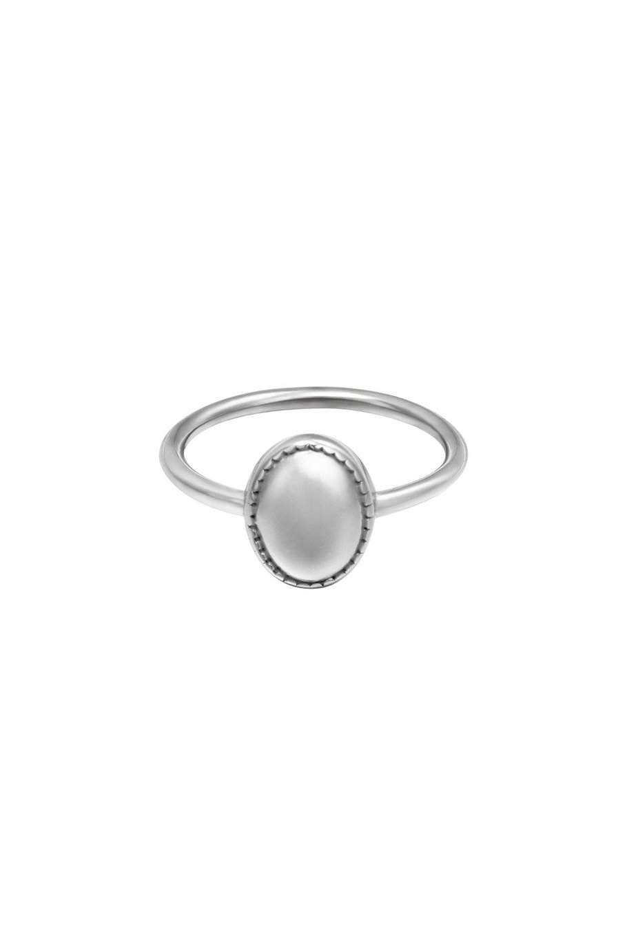 Anello pulito ovale Silver Color Stainless Steel 16 
