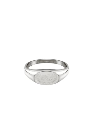 Ring Sun & Moon Silver Color Stainless Steel 16 h5 