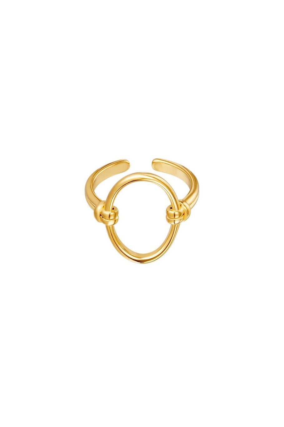 Ring open oval Gold Color Stainless Steel One size