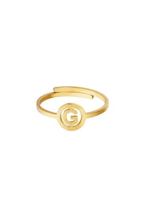 Stainless steel ring initial G Gold color h5 