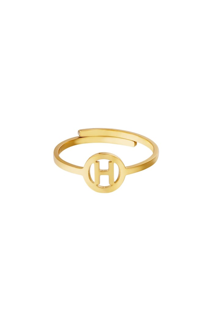 Stainless steel ring initial H Gold color 