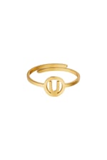 Gold color / Stainless steel ring initial U Gold color Picture4