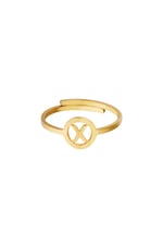 Gold color / Stainless steel ring initial X Gold color Picture5