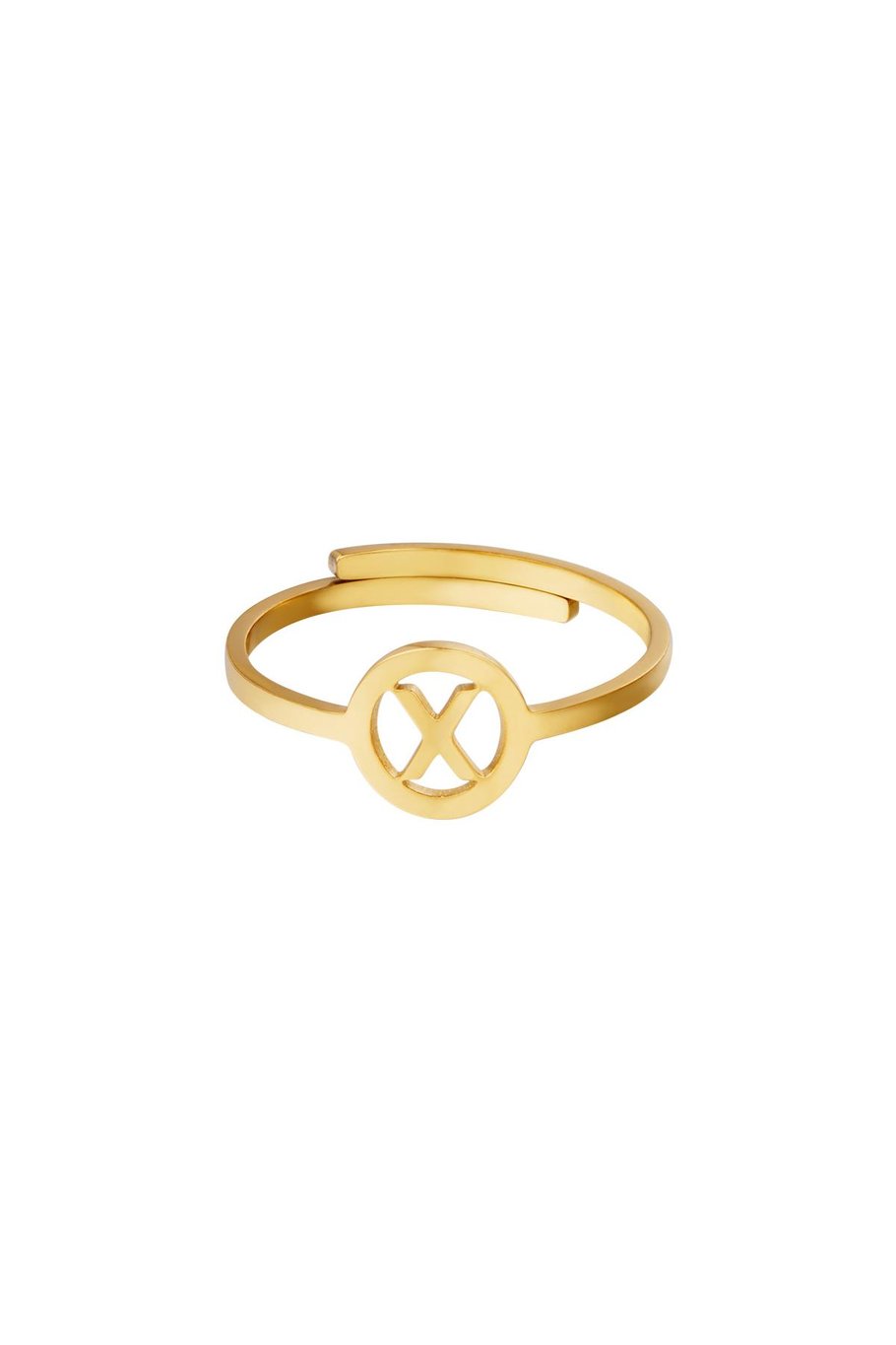 Stainless steel ring initial X Gold color 