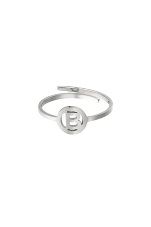 Stainless steel ring initial B Silver color h5 