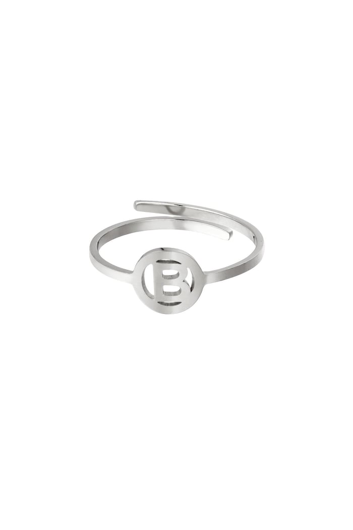 Stainless steel ring initial B Silver color 