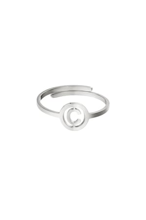 Stainless steel ring initial C Silver color h5 