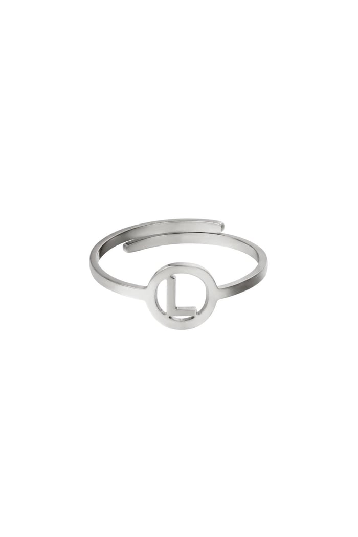 Stainless steel ring initial L Silver color 