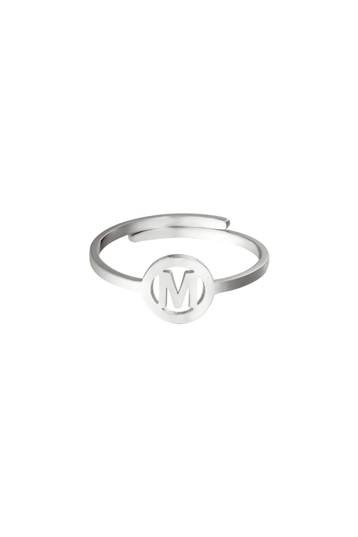 Stainless steel ring initial M Silver color 