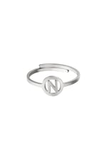 Silver color / Stainless steel ring initial N Silver color Picture14