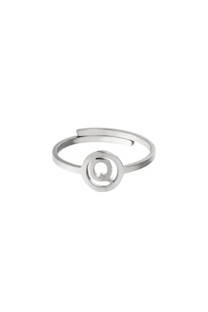 Stainless steel ring initial Q Silver color h5 