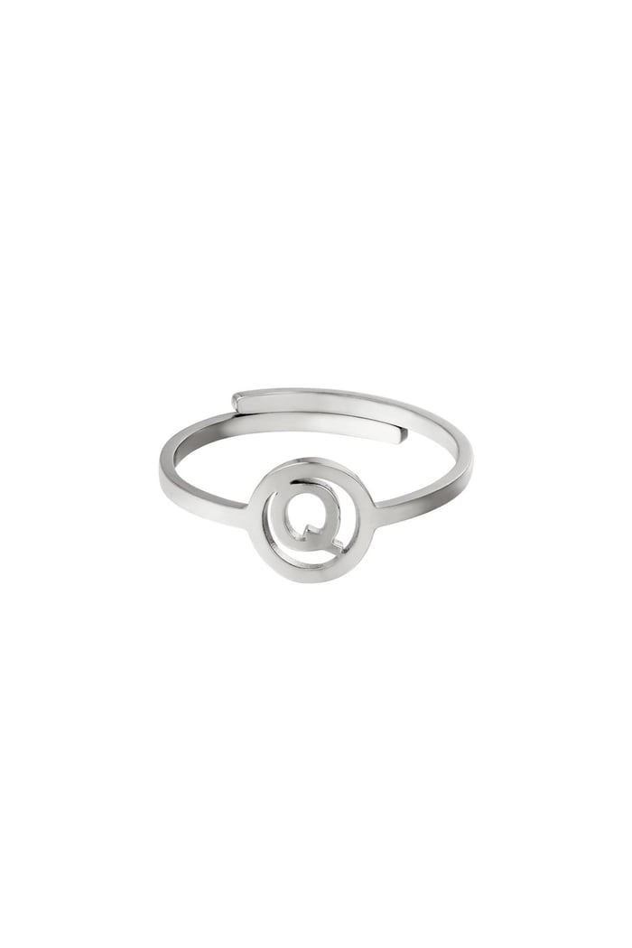 Stainless steel ring initial Q Silver color 