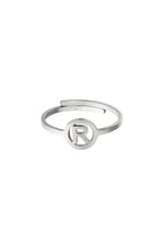 Silver color / Stainless steel ring initial R Silver color Picture18