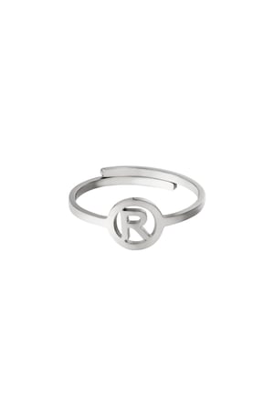 Stainless steel ring initial R Silver color h5 