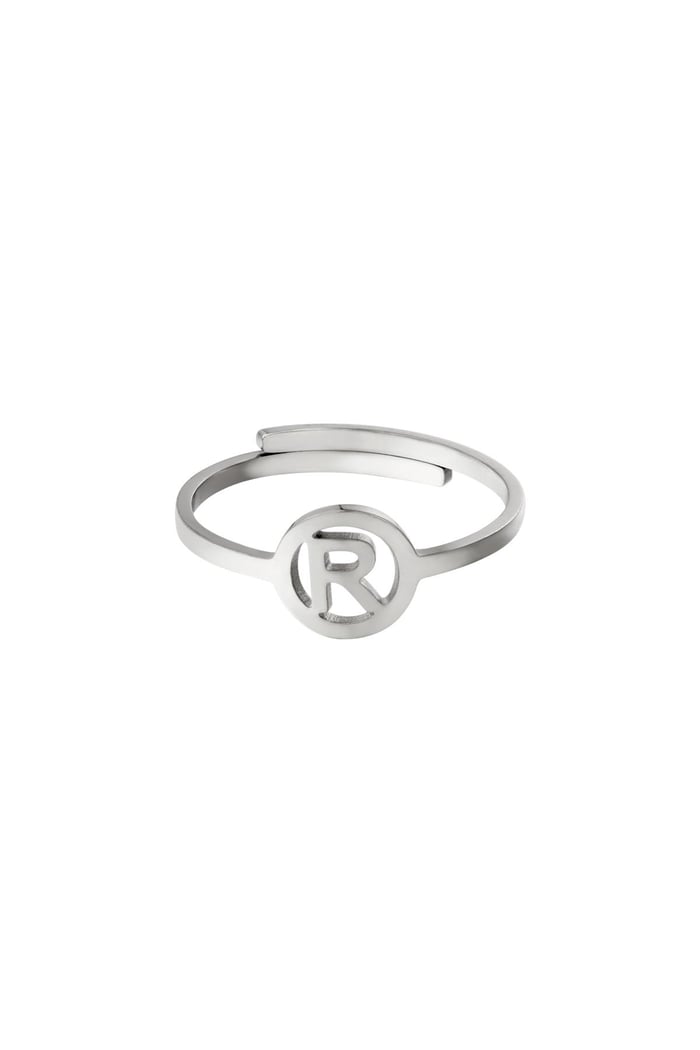 Stainless steel ring initial R Silver color 