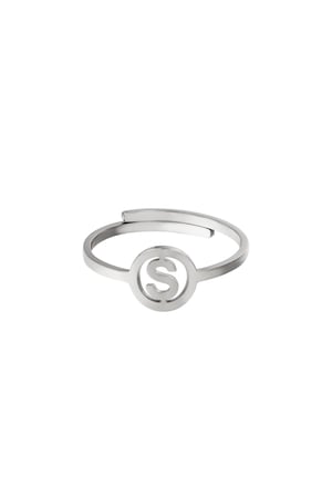 Stainless steel ring initial S Silver color h5 