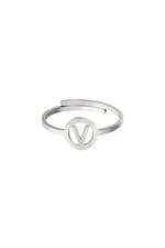 Silver color / Stainless steel ring initial V Silver color Picture22