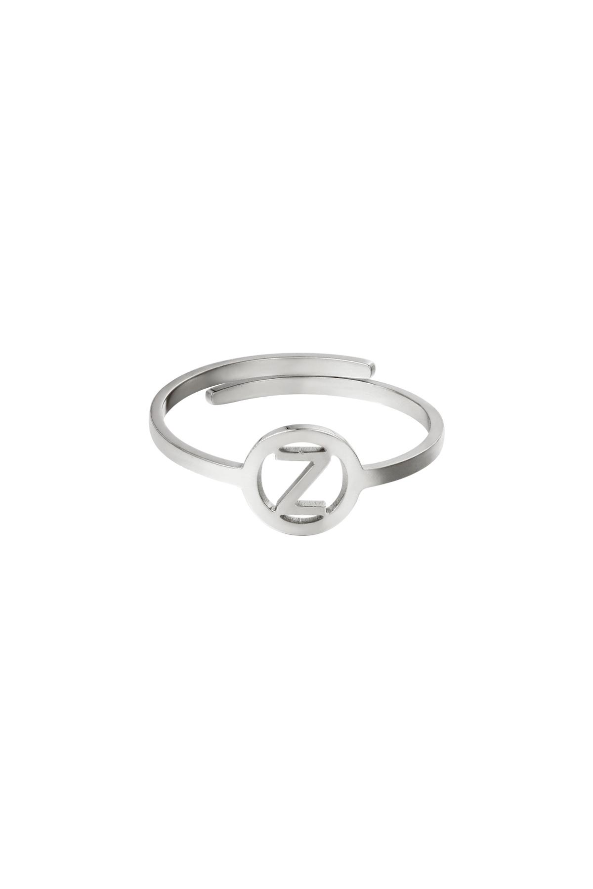 Stainless steel ring initial A Silver color