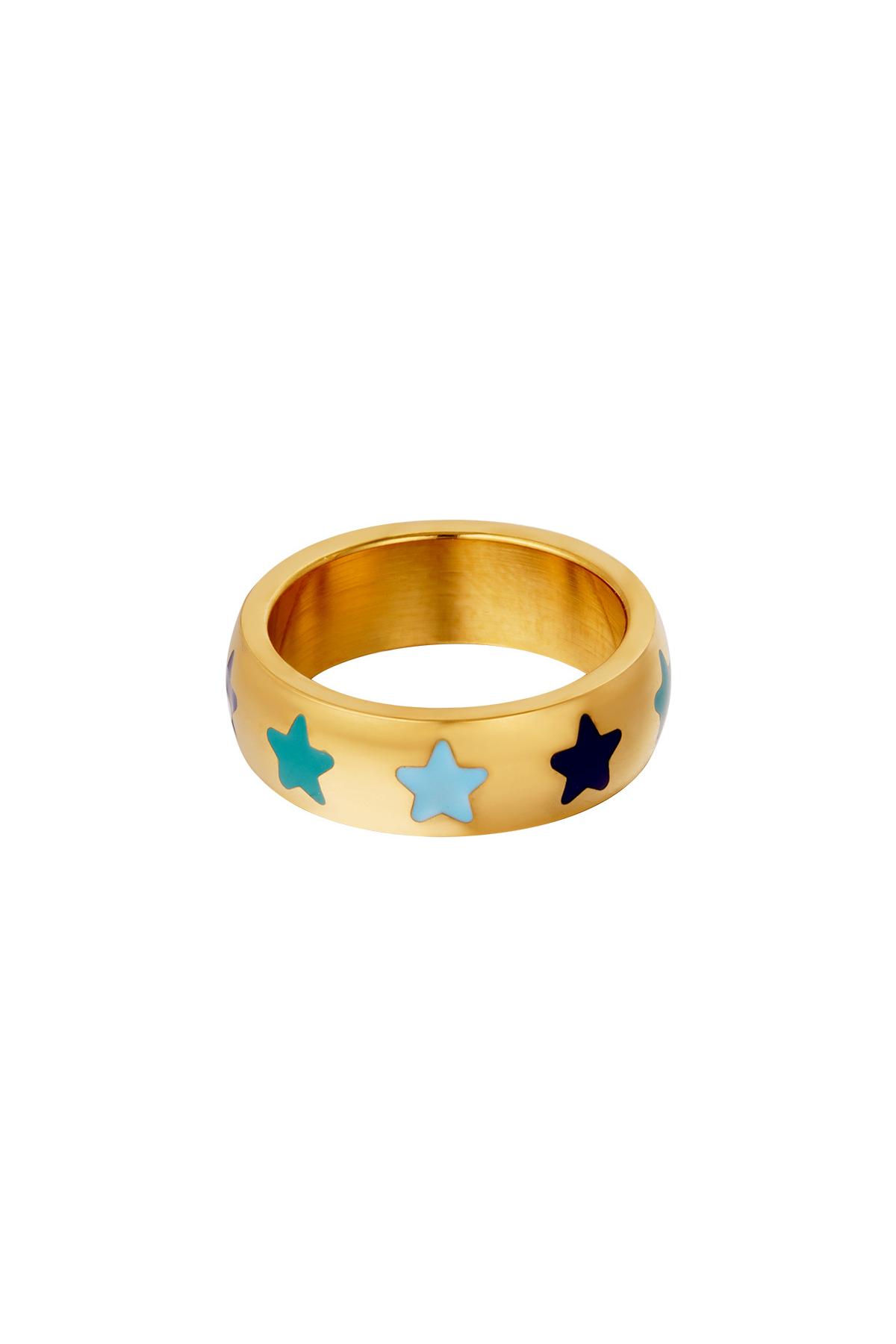 Stainless steel ring with stars Green 16 