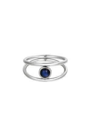 Stainless steel ring with enamel stone Silver Color 16 h5 