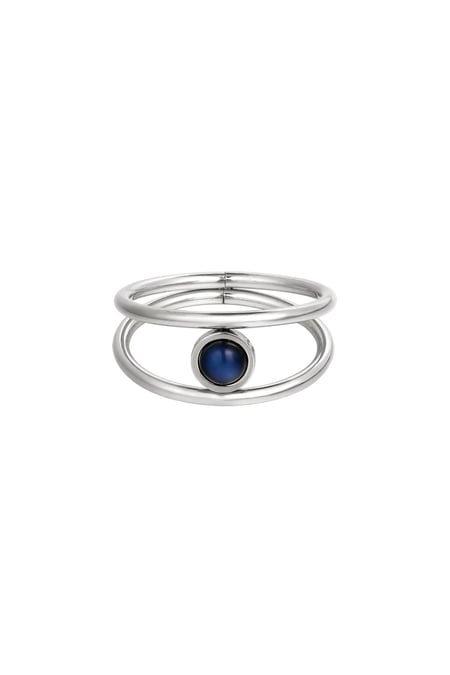 Stainless steel ring with enamel stone Silver Color 16 2