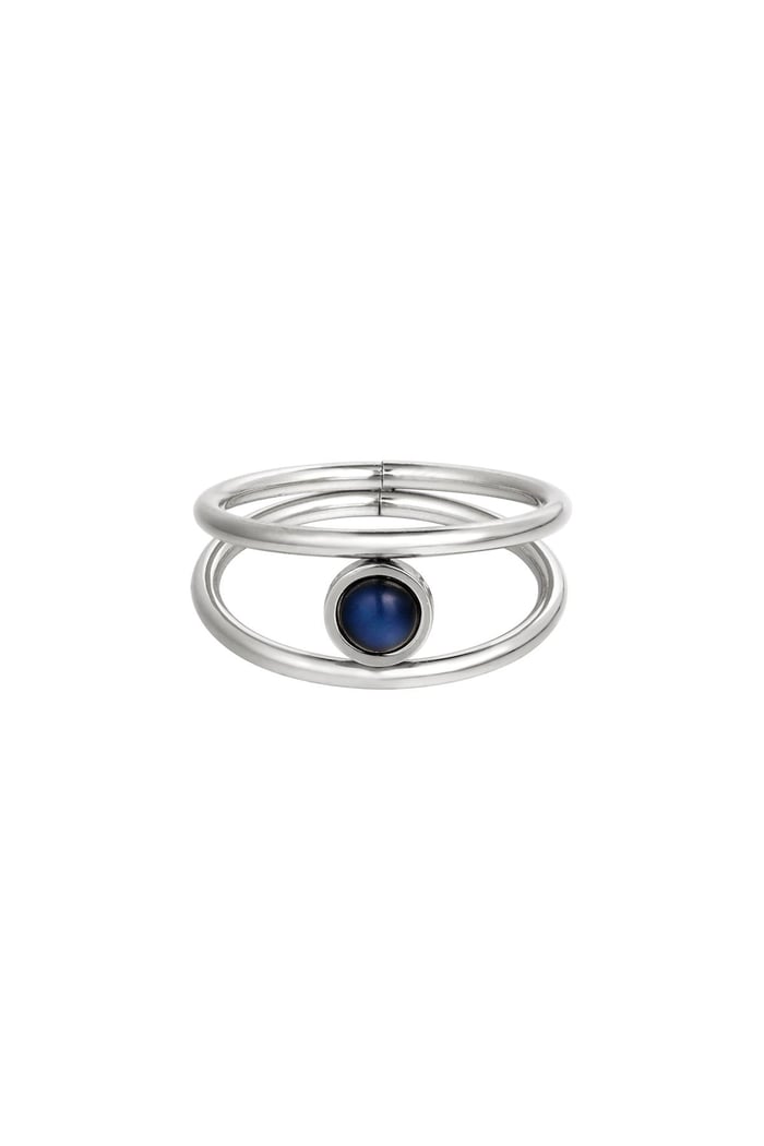 Stainless steel ring with enamel stone Silver Color 16 