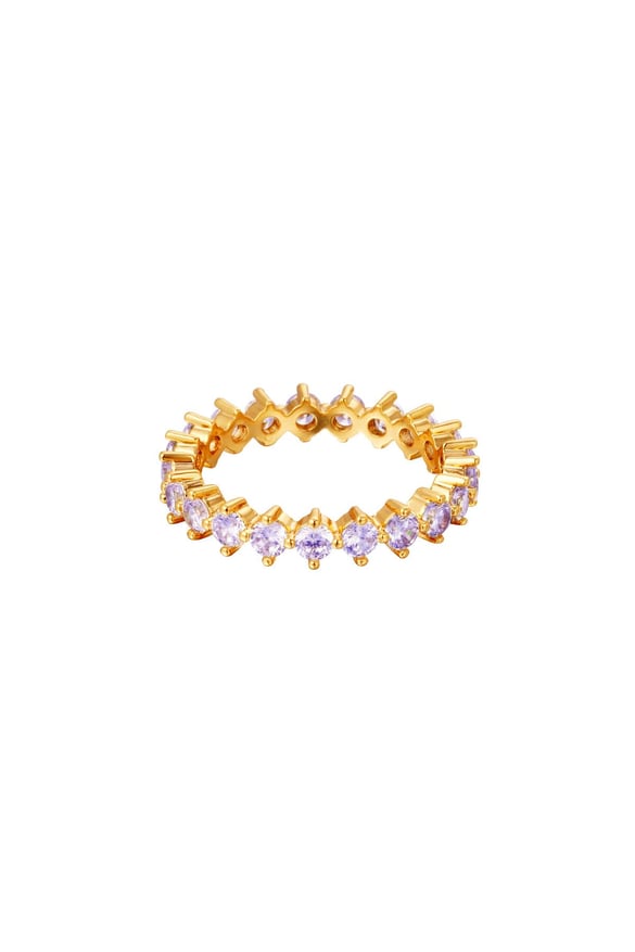 Ring Gold Color &amp; stones Purple Copper 16