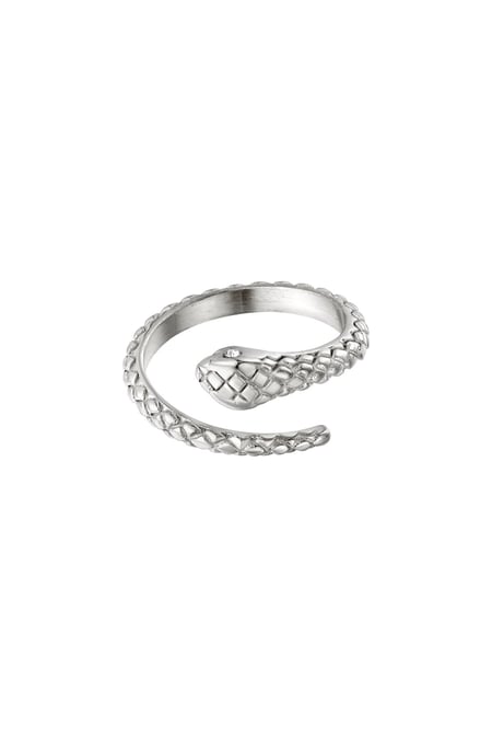 Stainless steel ring snake with zircon stone Silver Color One size 2