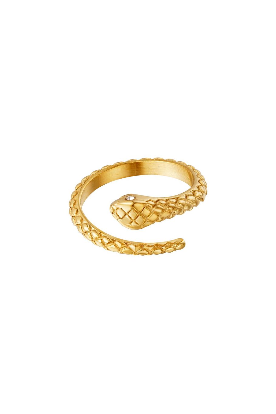 Edelstahlring Schlange mit Zirkonstein Silber One size 