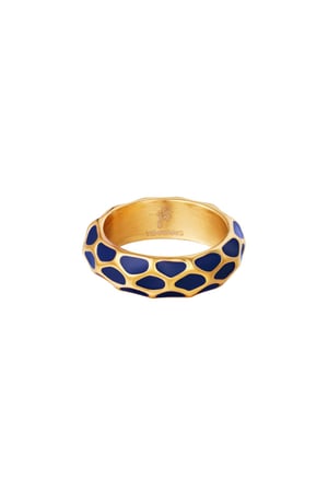 Ring Giraffe pattern Blue Stainless Steel 16 h5 