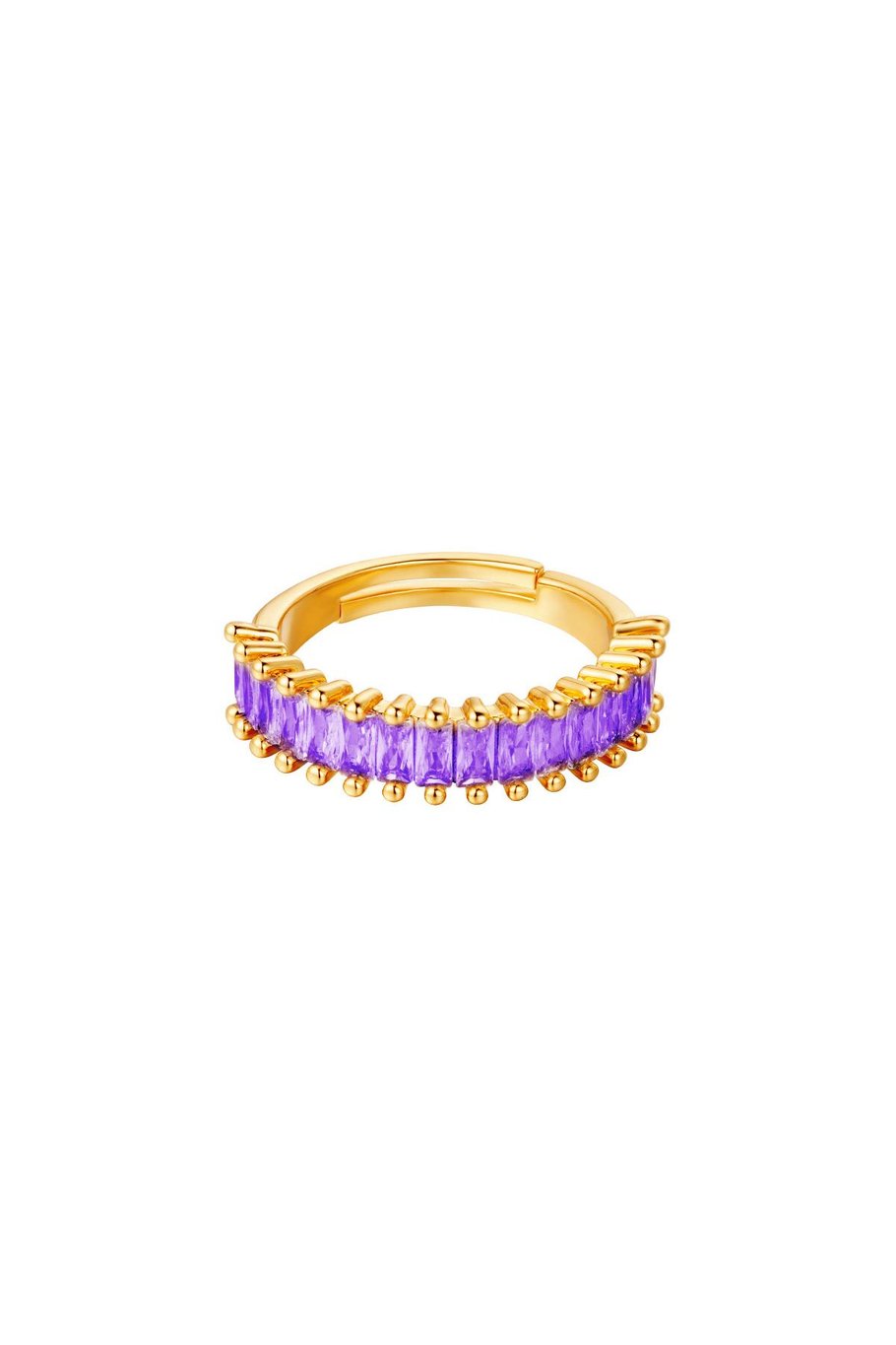 Adjustable colorful gems ring  Green Copper One size 