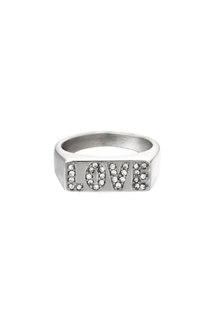 Stainless steel ring love with zircon details Silver Color 16 h5 