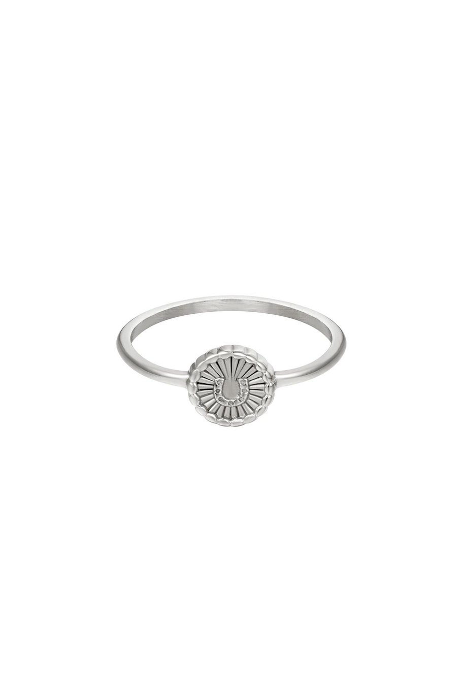 Ring radiant horseshoe Silver Color Stainless Steel 16