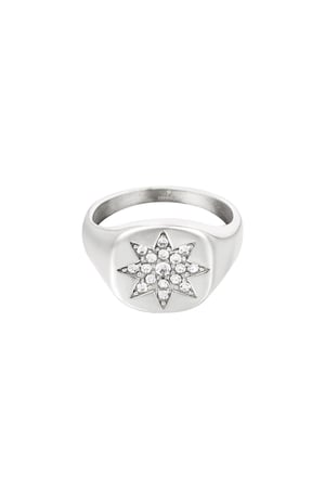 Ring big star Silver Color Stainless Steel 17 h5 