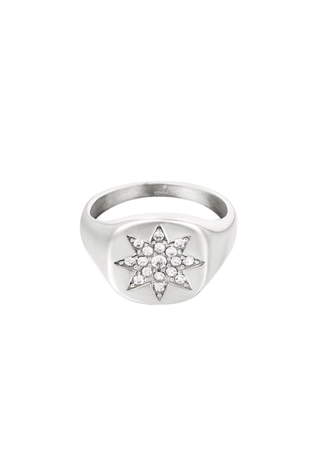 Ring big star Silver Color Stainless Steel 16