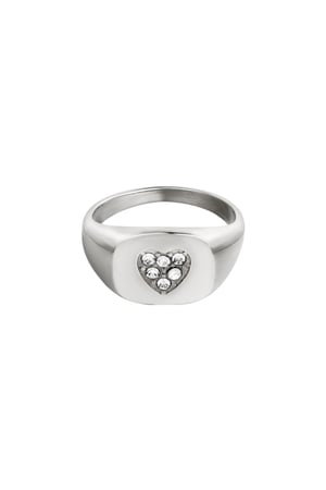 Stainless steel ring heart Silver Color 16 h5 