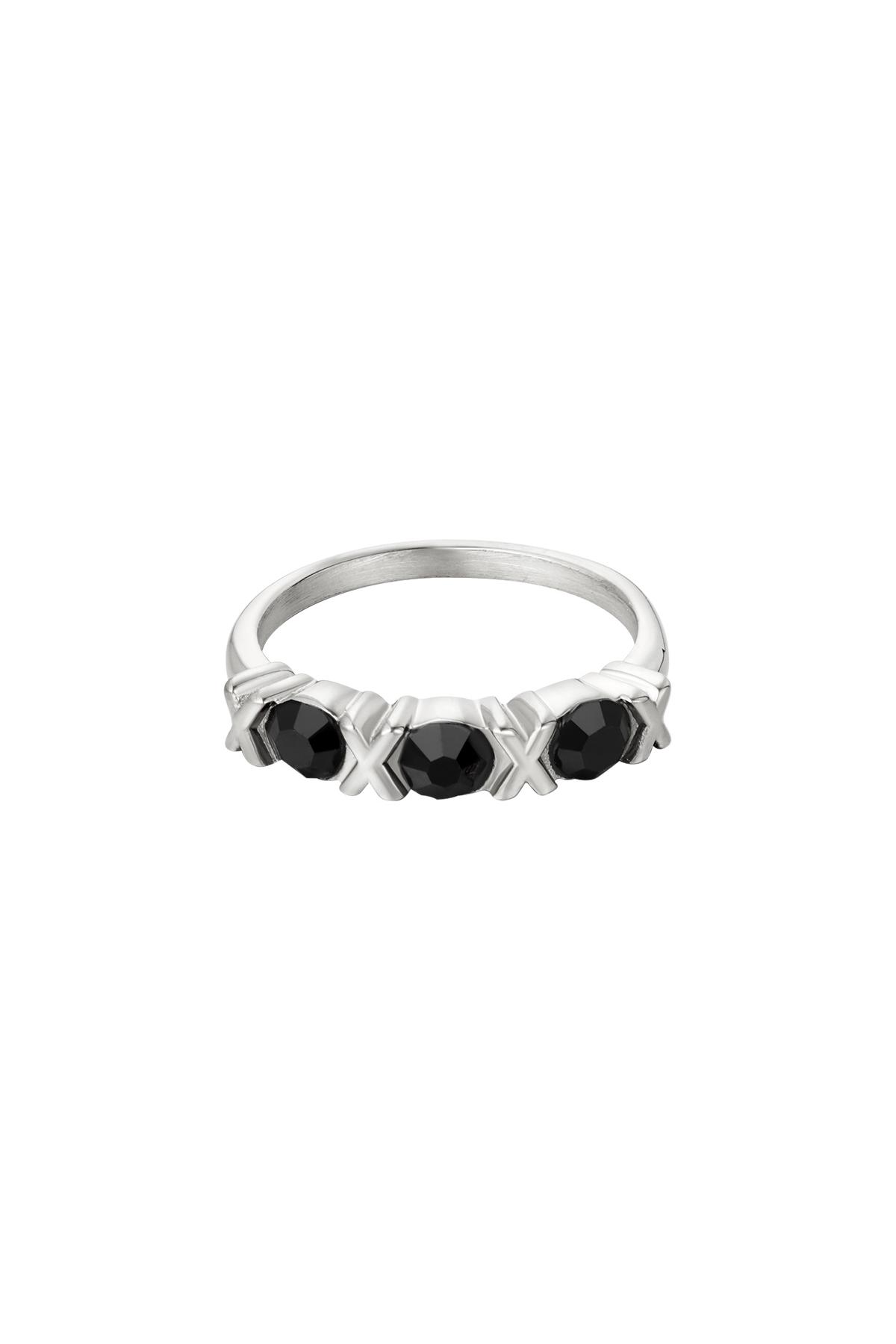Stainless Steel Ring XOXO Silver Color 16