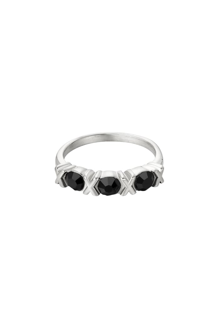 Stainless Steel Ring XOXO Silver Color 16 