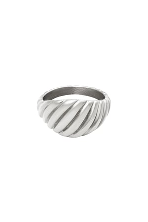 Ring baquette Silver Color Stainless Steel 18 h5 