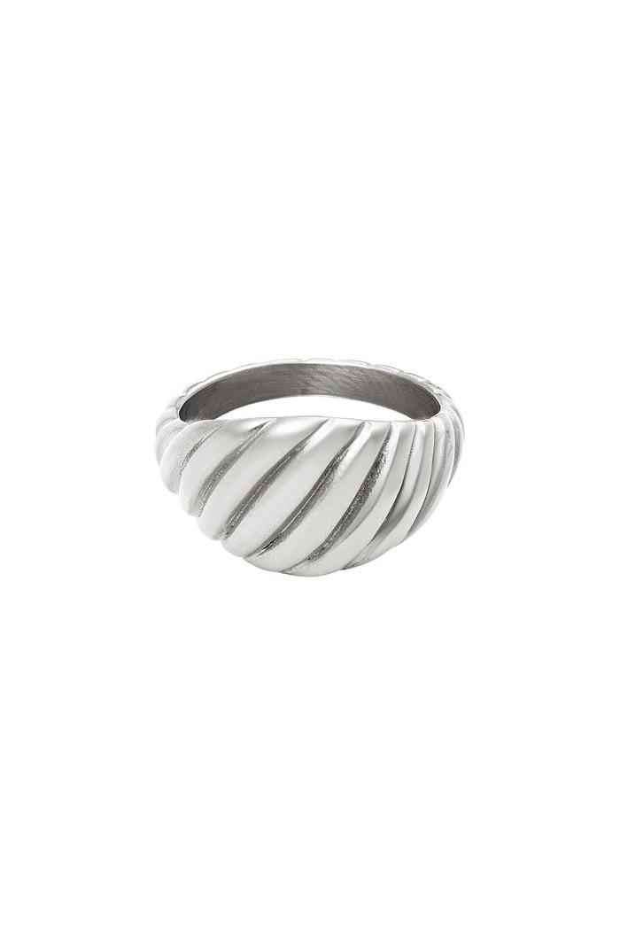 Ring baquette Silver Color Stainless Steel 18 