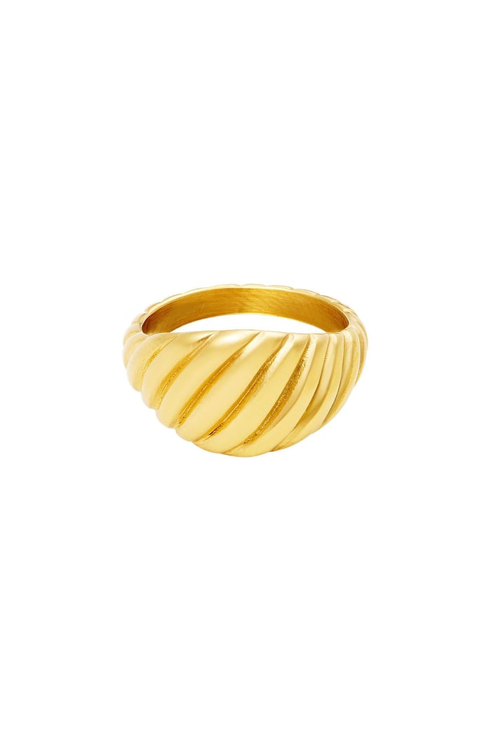 Ring baquette Gold Color Stainless Steel 16 