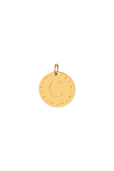 Circle charm initial G Gold Color Stainless Steel h5 