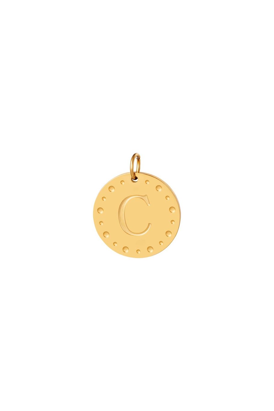 Circle charm initial G Gold Color Stainless Steel 